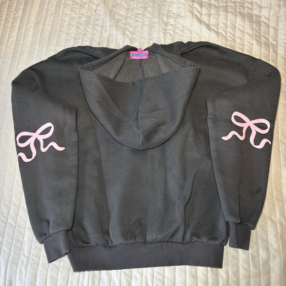 Edikted Black Hoodie with Pink Bow Accents - Picture 2 of 3